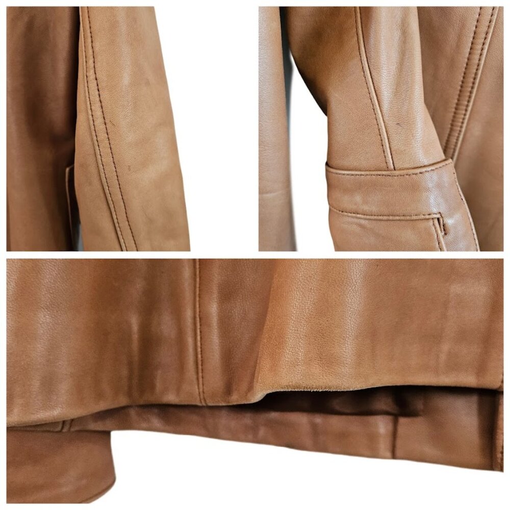 Vintage Lauren Ralph Lauren Leather Jacket Brown Tan S - Picture 9 of 14